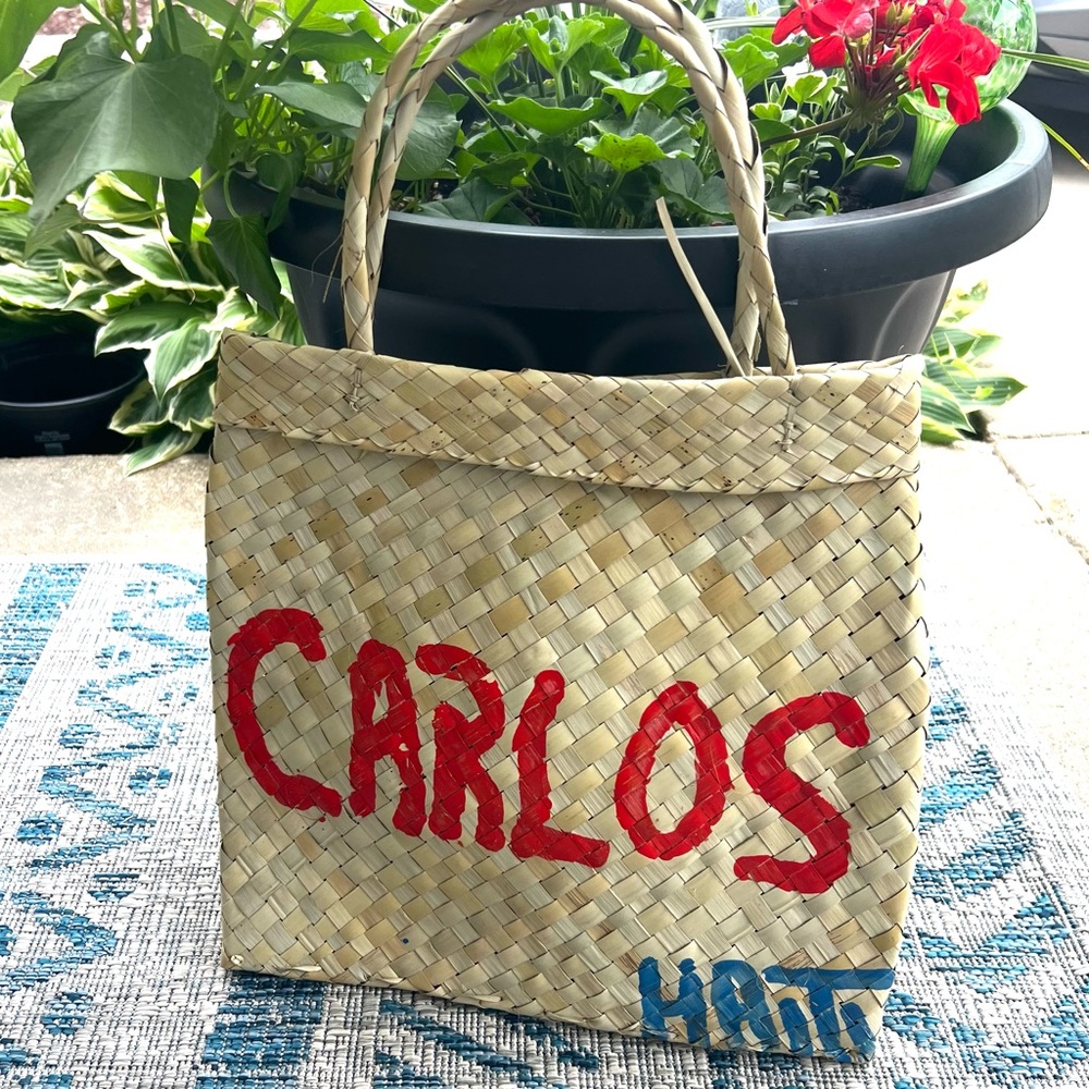 Carlos Haiti Palm Tree Leaf Tote Handmade Good Condition - Picture 2 of 7